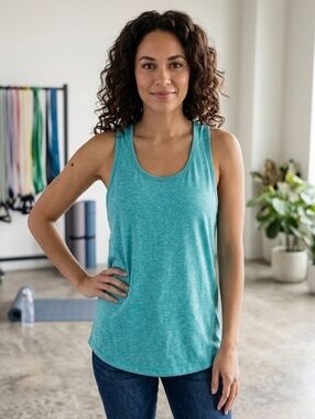 COORUN Slit Back Blue Workout Sport Tank Top Open Athletic Running Racerback Top